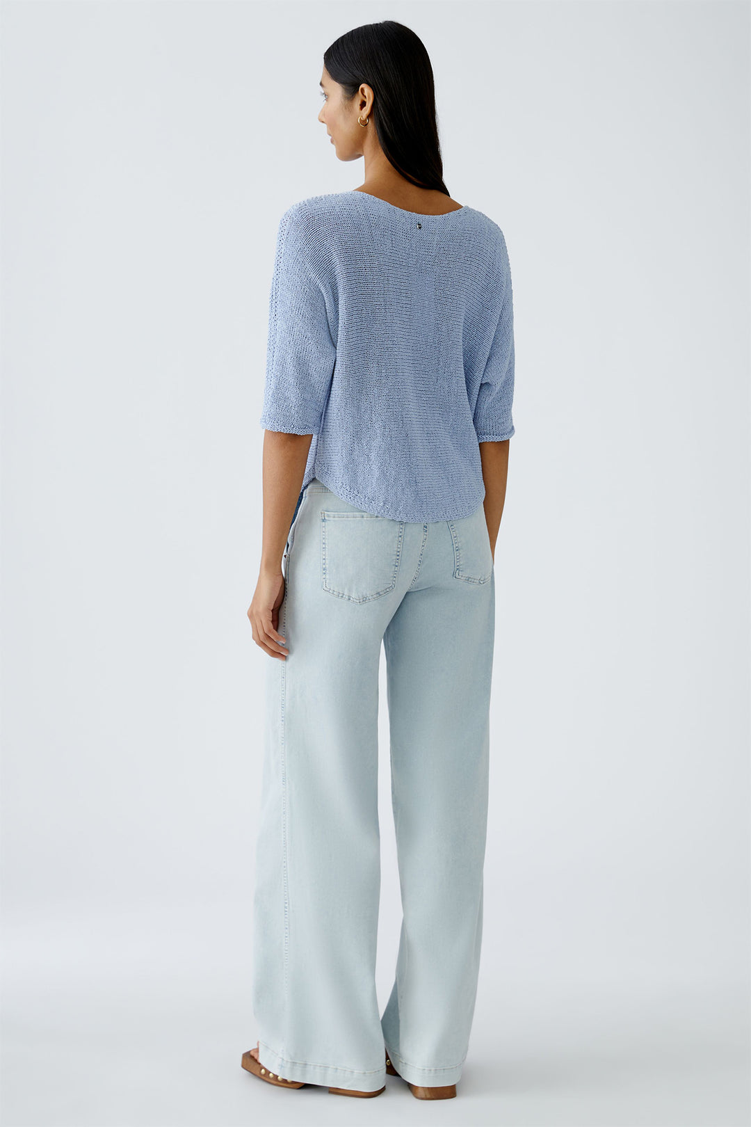 Oui Jumper Powder Blue Loose Knit Wide Neck 92981 5090