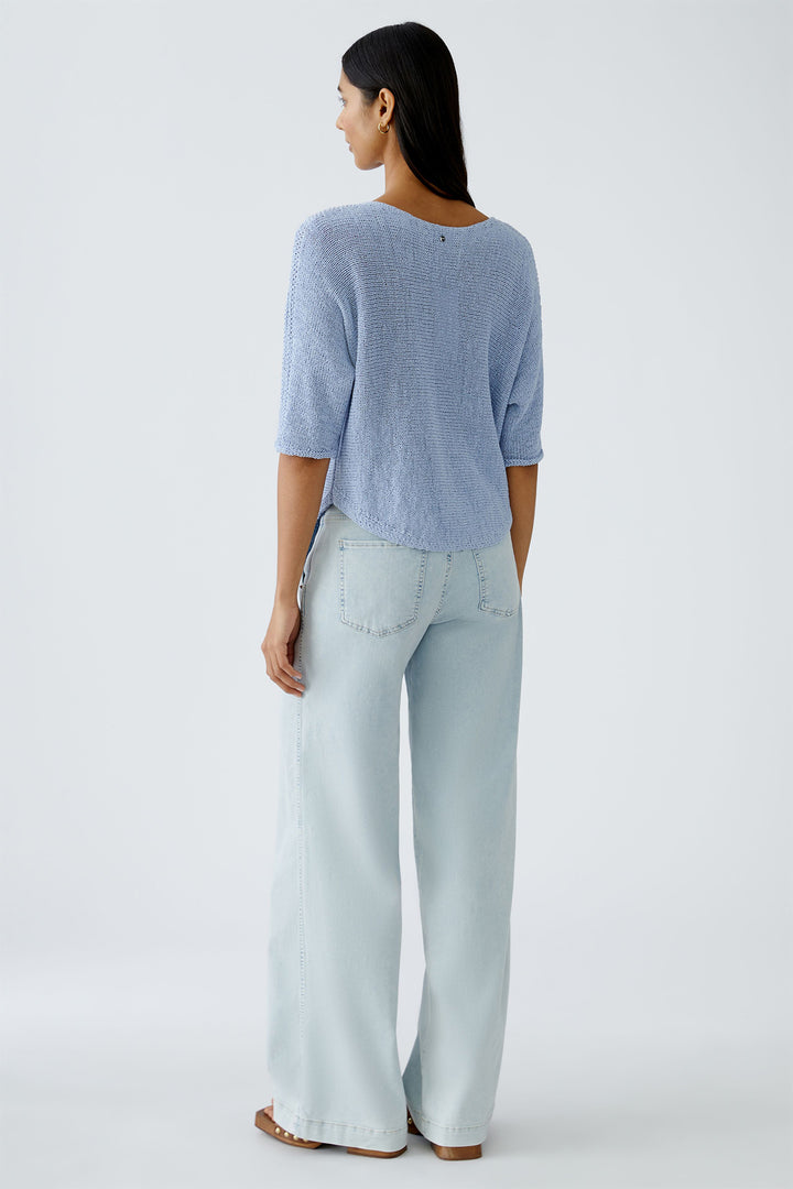 Oui Jumper Powder Blue Loose Knit Wide Neck 92981 5090