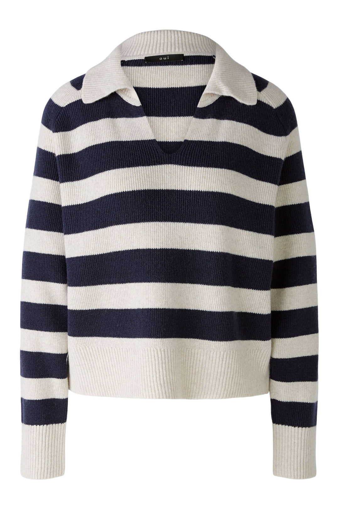 Oui Jumper White Blue Stripe 89921-0105 - Olivia Grace Fashion