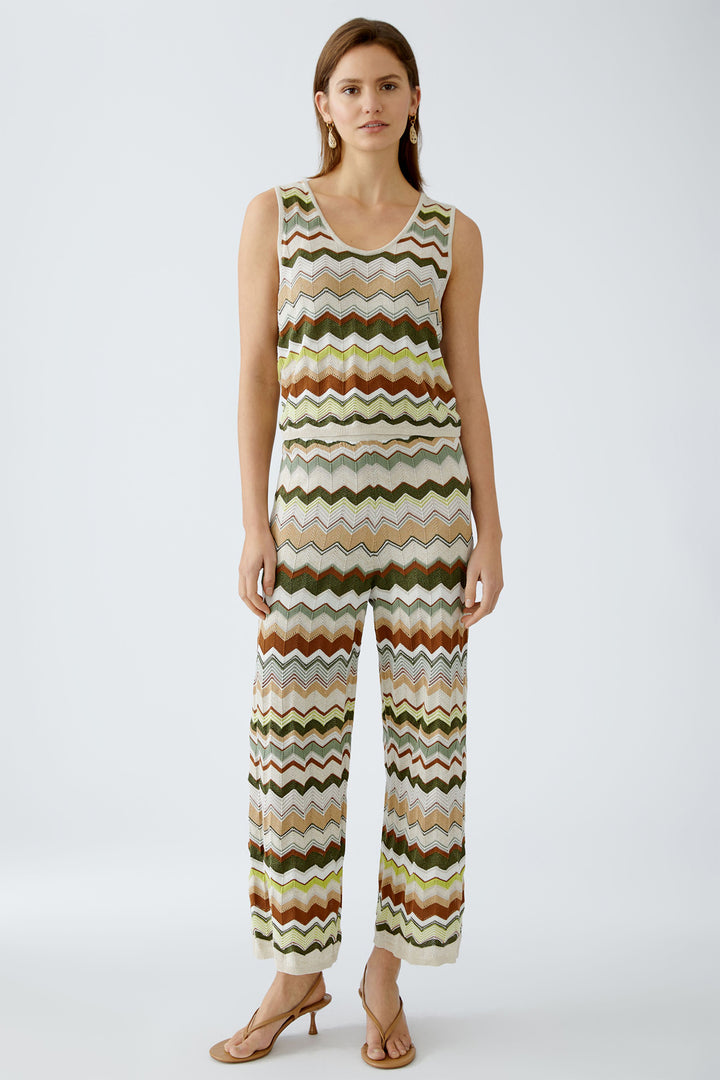 Oui Knitted Top Sleeveless Stripes Light Stone Green 93520 0706 - Olivia Grace Fashion