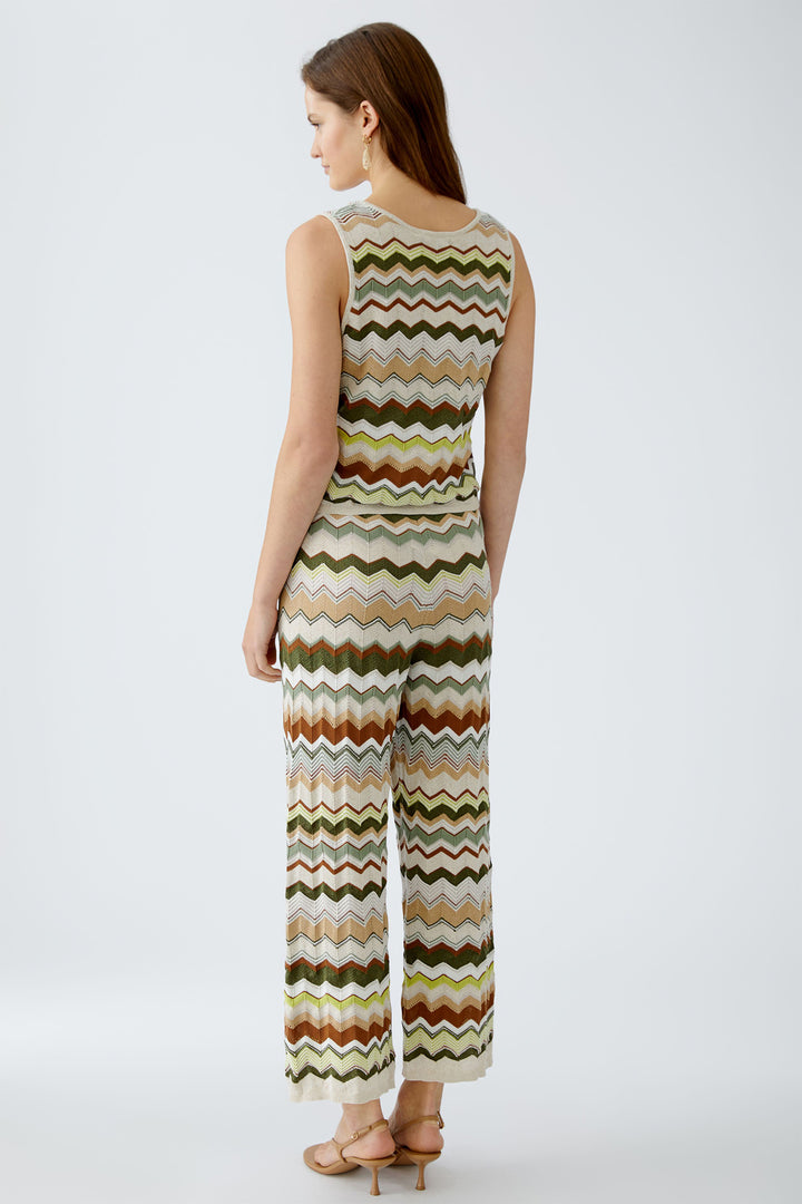 Oui Knitted Top Sleeveless Stripes Light Stone Green 93520 0706 - Olivia Grace Fashion