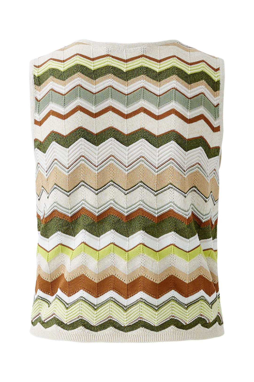 Oui Knitted Top Sleeveless Stripes Light Stone Green 93520 0706 - Olivia Grace Fashion