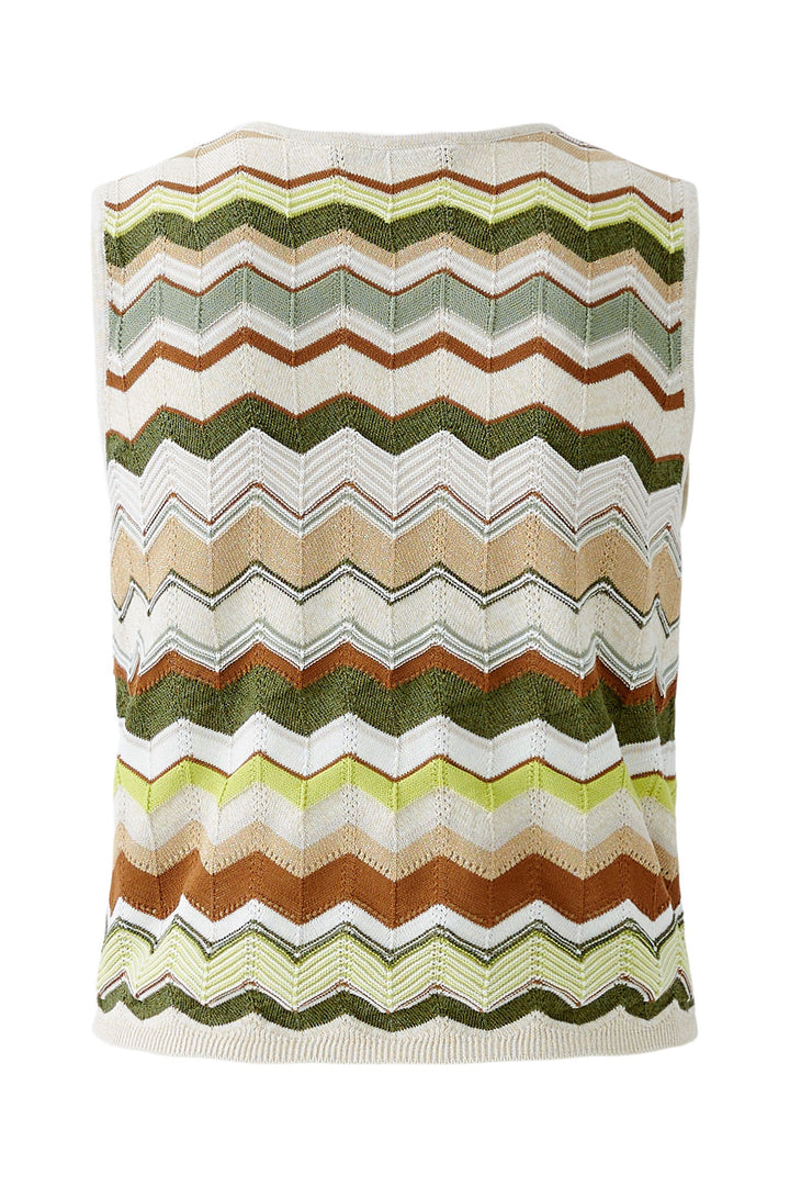Oui Knitted Top Sleeveless Stripes Light Stone Green 93520 0706 - Olivia Grace Fashion