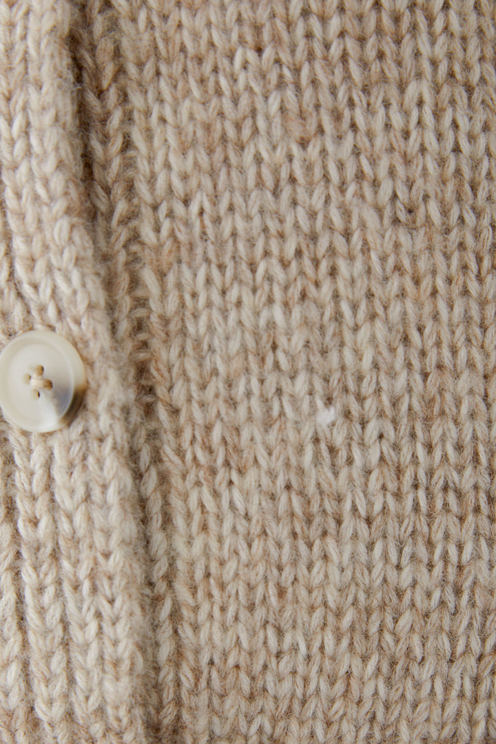 Oui Light Beige Melange Knit Sequin Trim Jacket 98941
