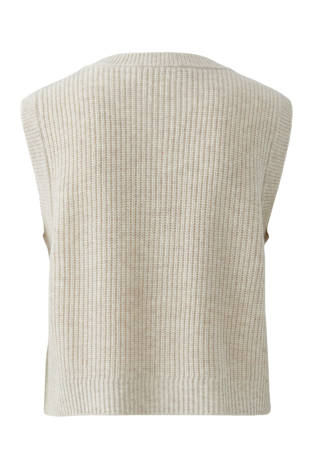 Oui 99864 Light Beige Melange Knitted Waistcoat at Olivia Grace Fashion