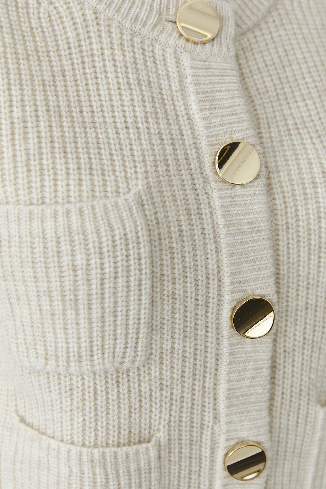 Oui 99864 Light Beige Melange Knitted Waistcoat at Olivia Grace Fashion