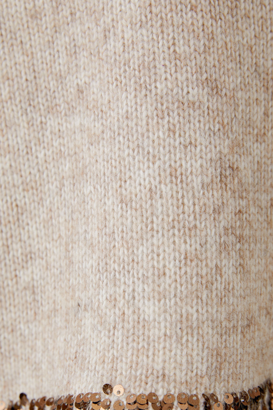 Oui Light Beige Melange Sequin Trim Jumper 98036