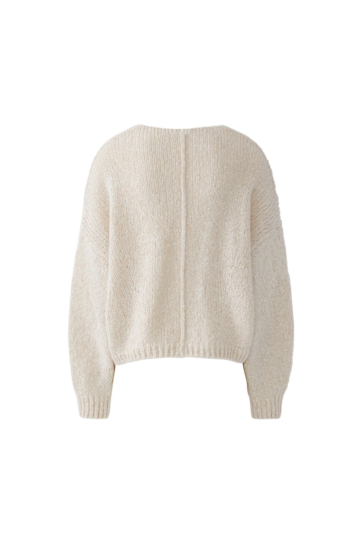 Oui Light Beige Melange V-Neck Jumper 98985