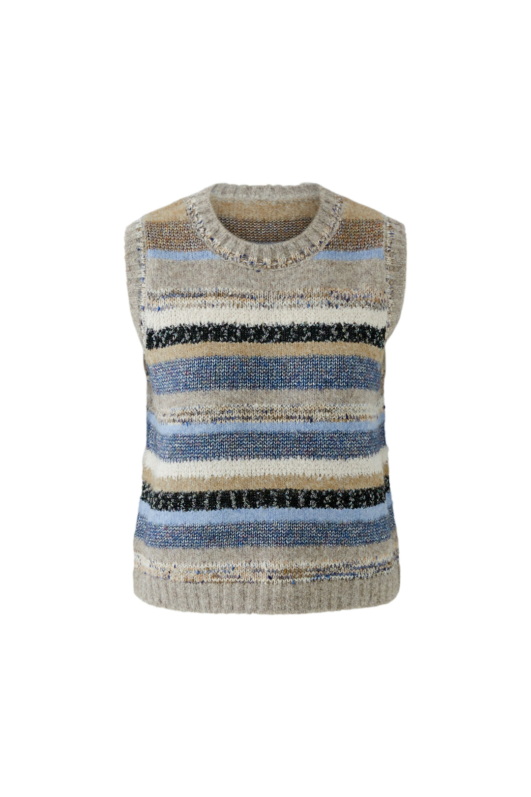 Oui Light Brown Blue Stripe Slipover Jumper 98041