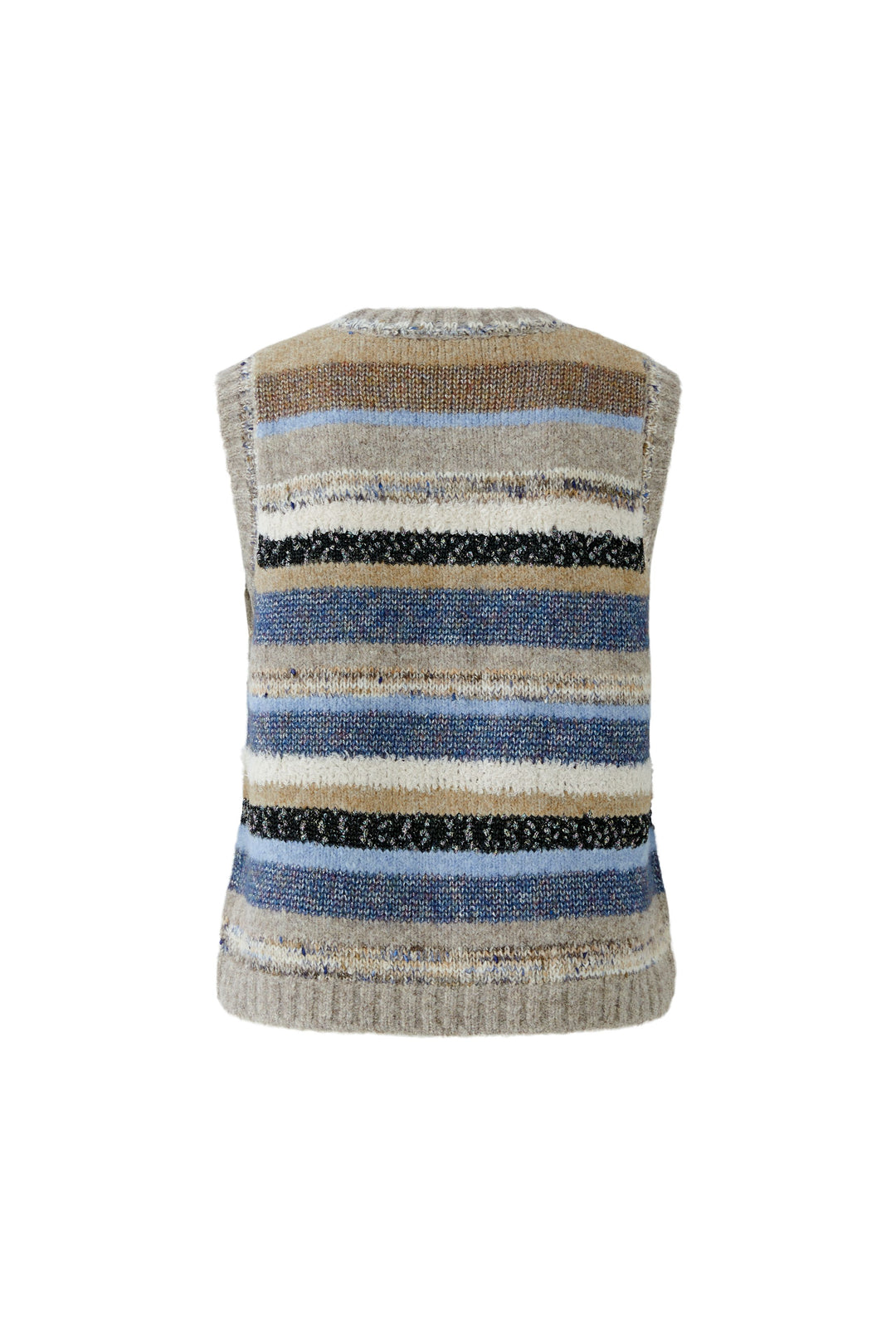 Oui Light Brown Blue Stripe Slipover Jumper 98041