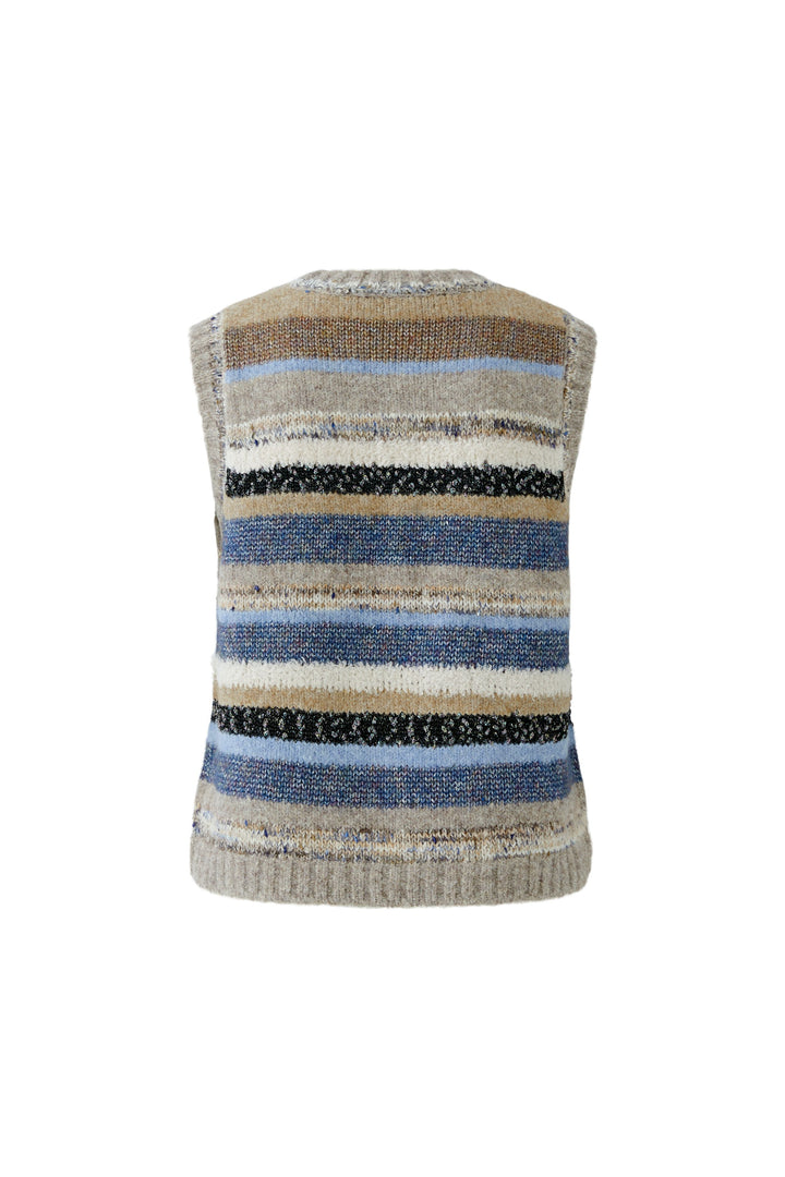 Oui Light Brown Blue Stripe Slipover Jumper 98041