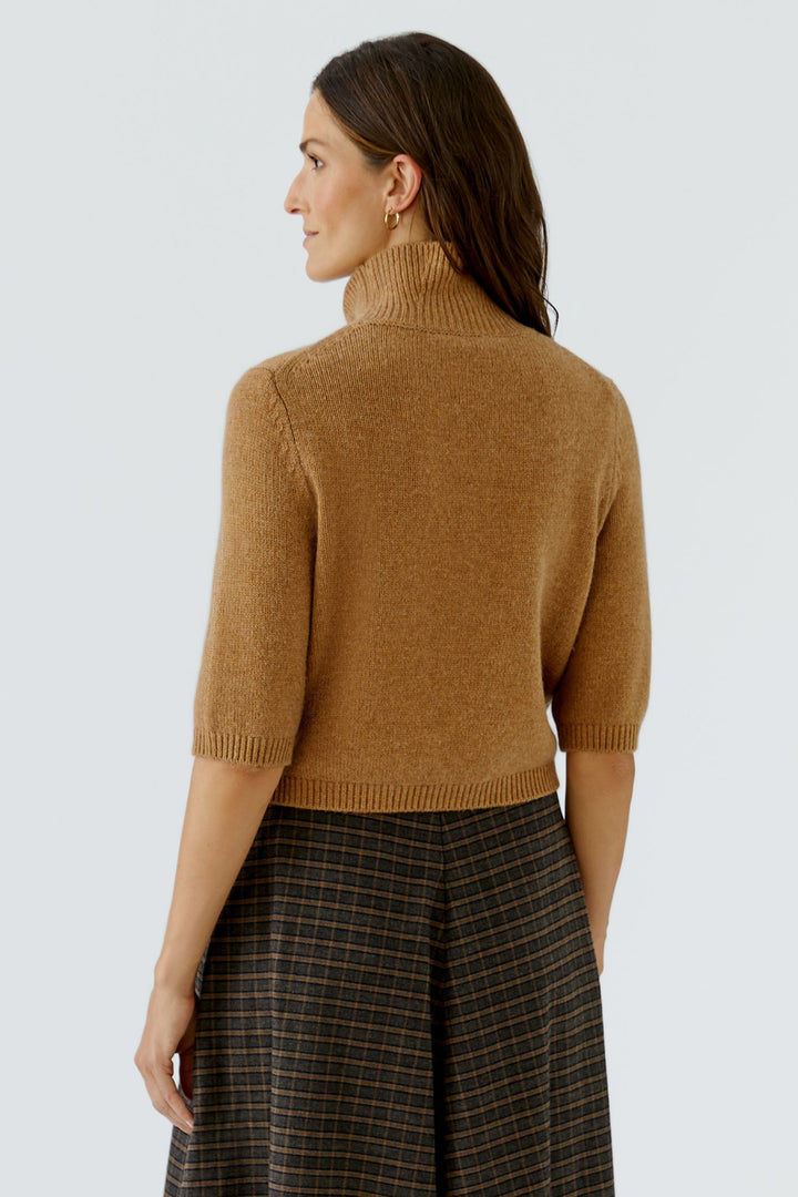 Oui Light Rosewood Brown Roll Neck Jumper 99806 7845, back view on model