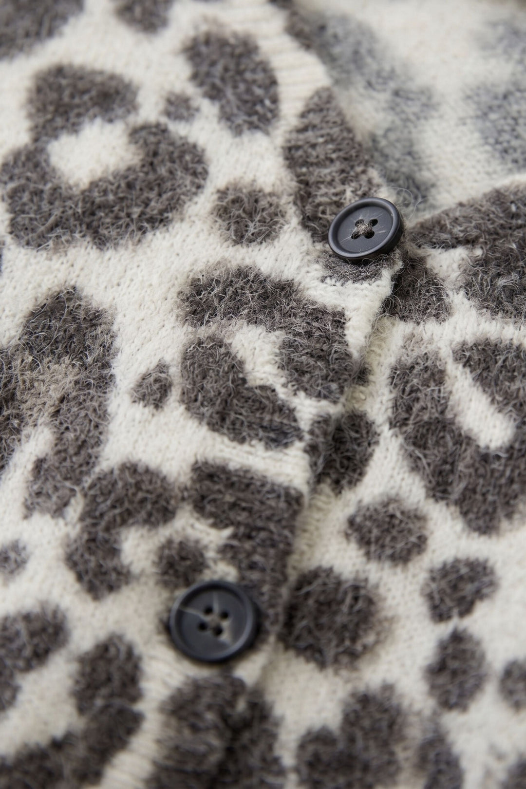 Oui light stone taupe animal print knit cardigan at Olivia Grace Fashion