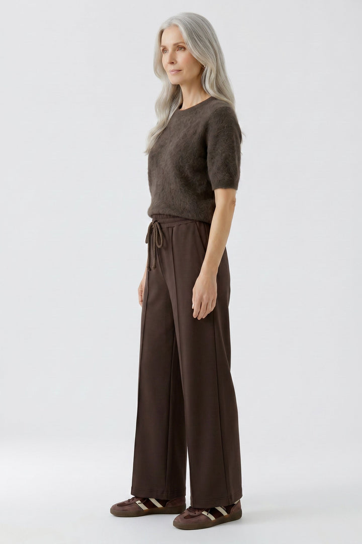 Oui Marlene Mulch Brown Drawstring Waist Jogger Trousers