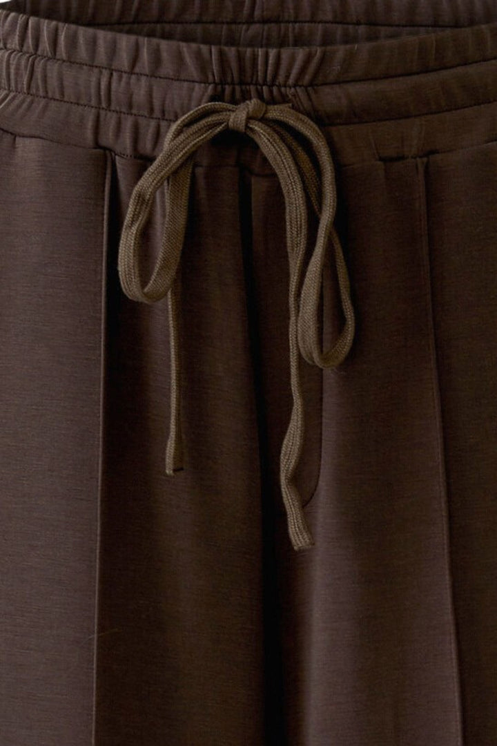 Oui Marlene Mulch Brown Drawstring Waist Jogger Trousers