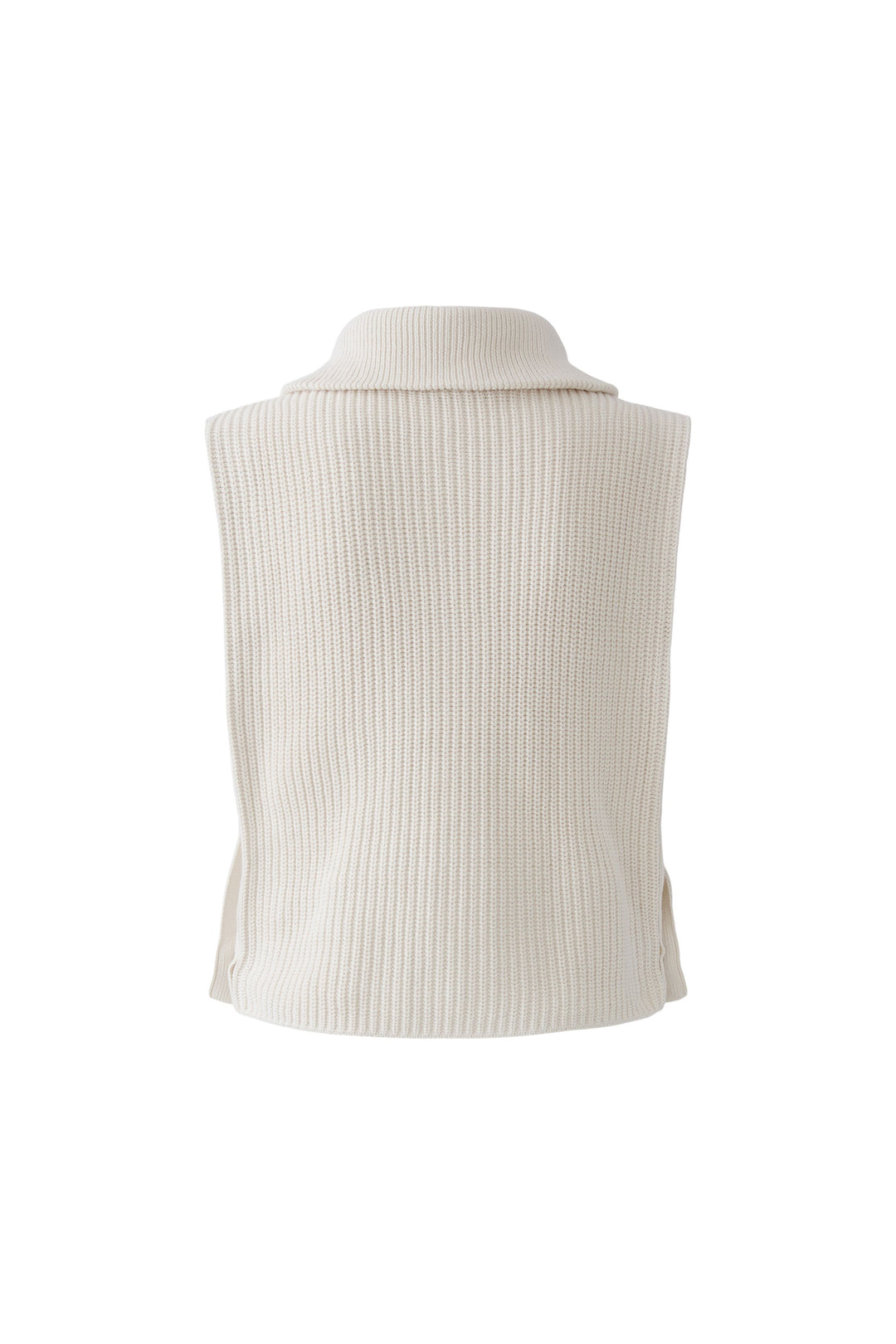 Oui Off White Sleeveless Half Zip Jumper 98049