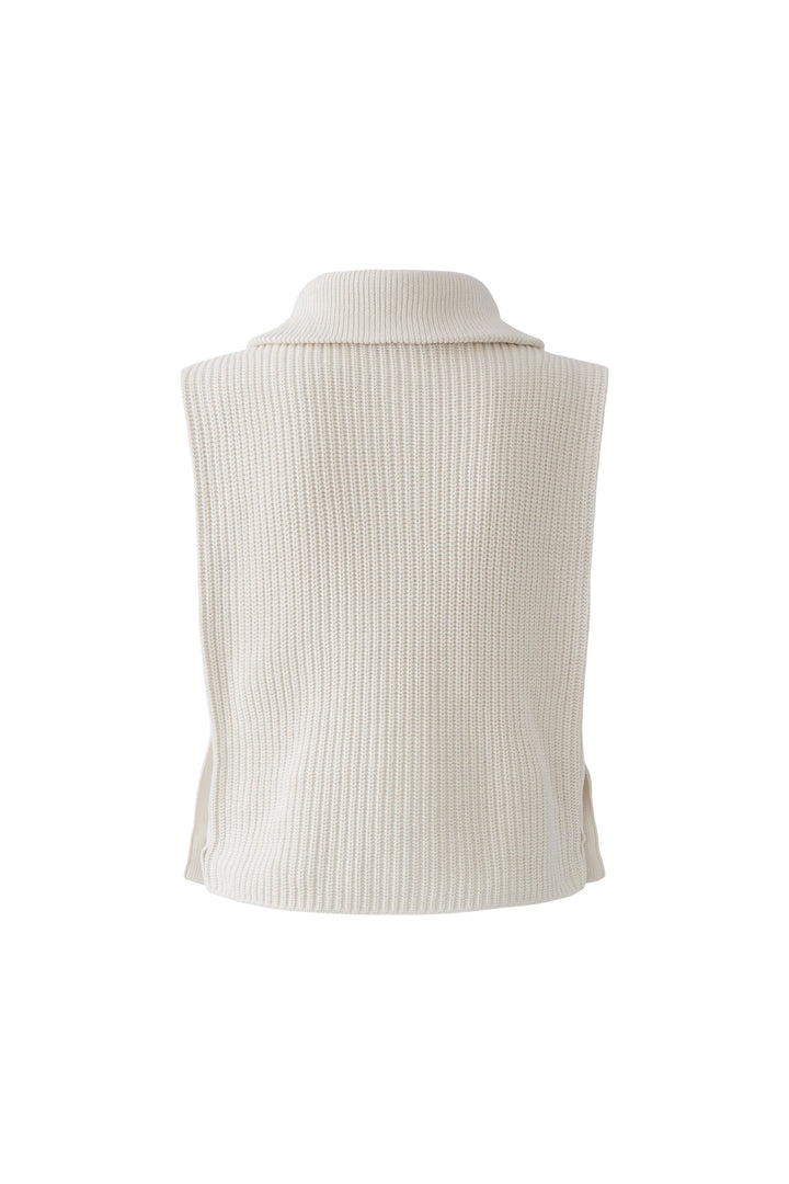 Oui Off White Sleeveless Half Zip Jumper 98049