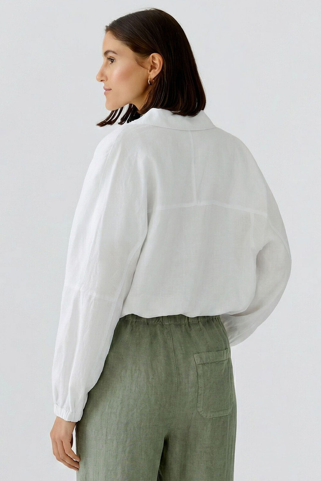 Oui Optic White Linen Shirt Jacket 97164