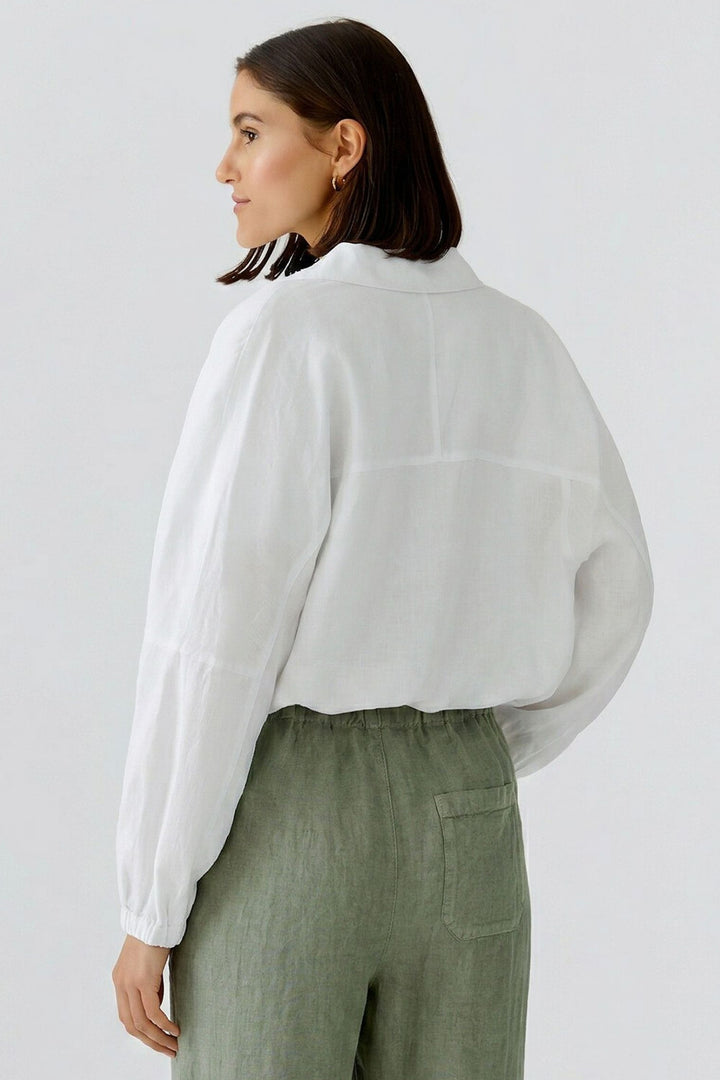 Oui Optic White Linen Shirt Jacket 97164