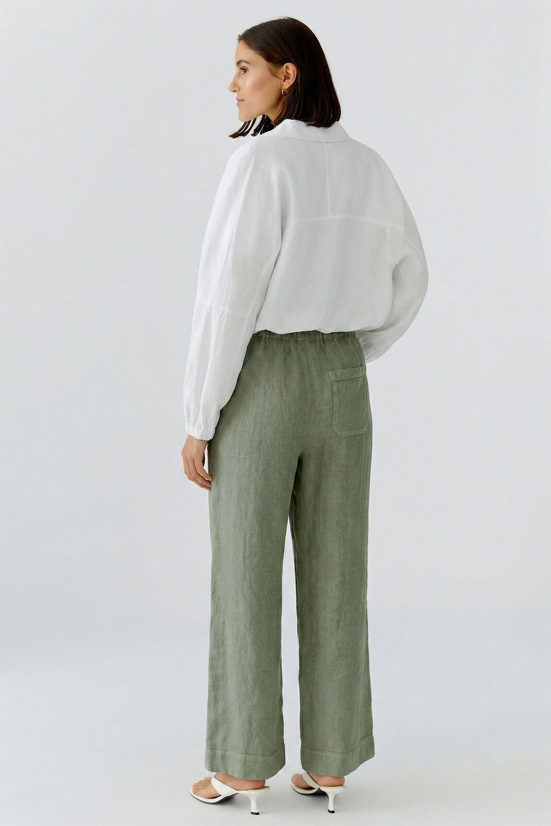 Oui Optic White Linen Shirt Jacket 97164