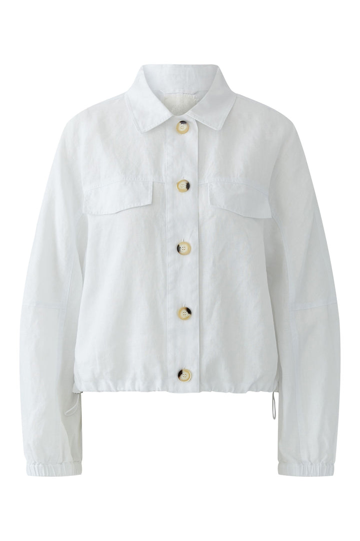 Oui Optic White Linen Shirt Jacket 97164