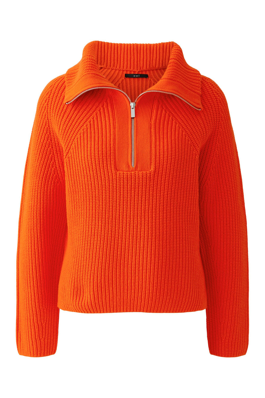 Oui Orangeade Orange Half Zip Jumper, front