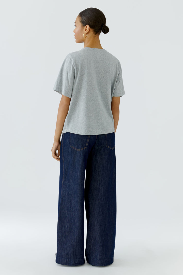 Oui Sequin Motif River Stone T-Shirt at Olivia Grace Fashion