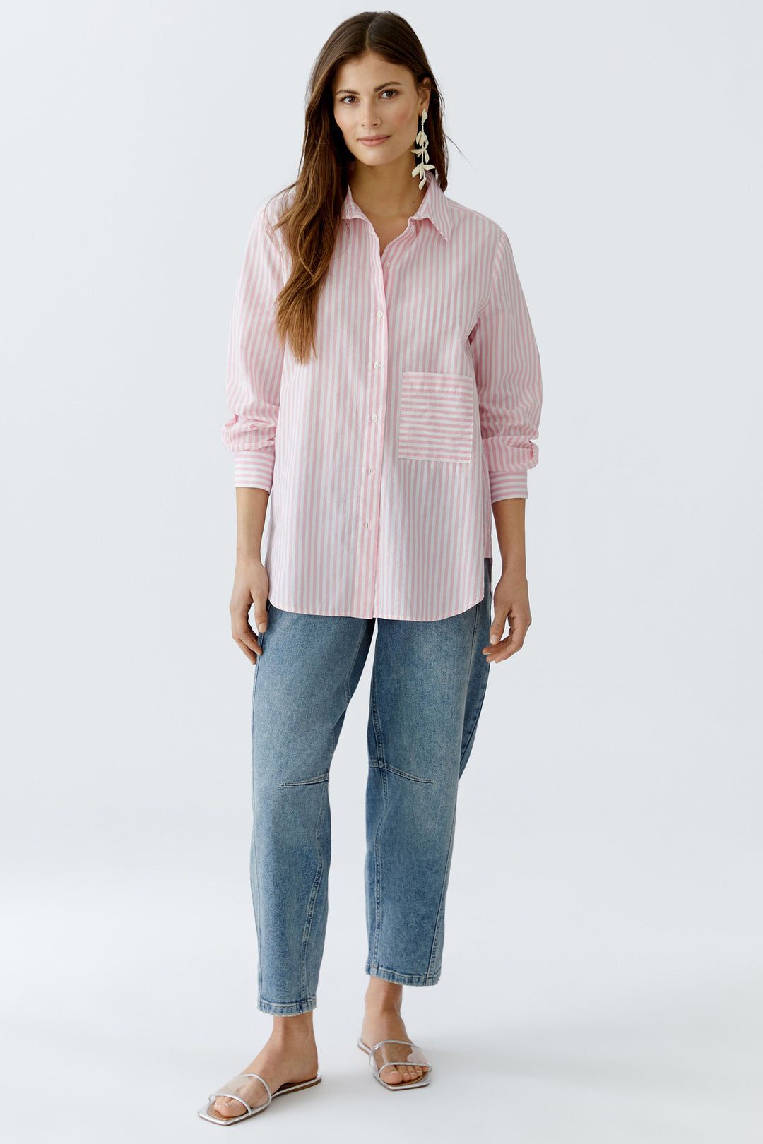 Oui Shirt 93683 Rose White Stripe 0301 - Olivia Grace Fashion
