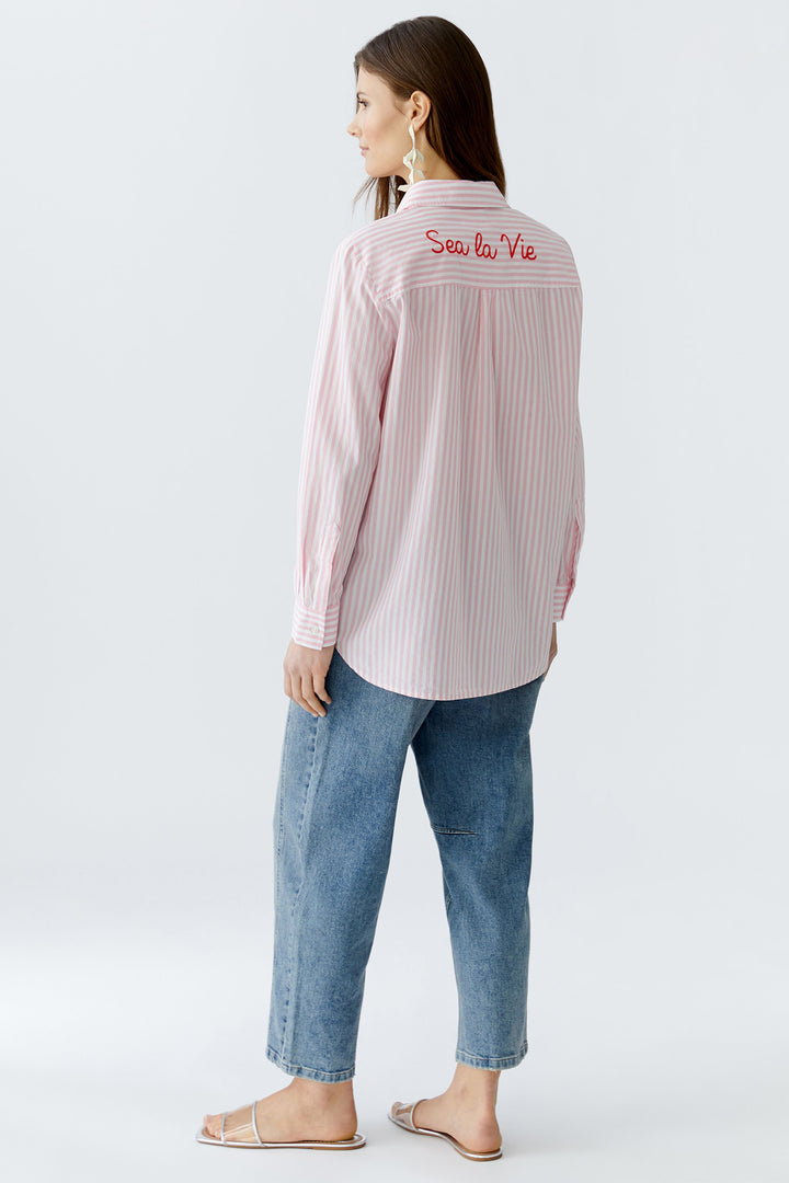 Oui Shirt 93683 Rose White Stripe 0301 - Olivia Grace Fashion
