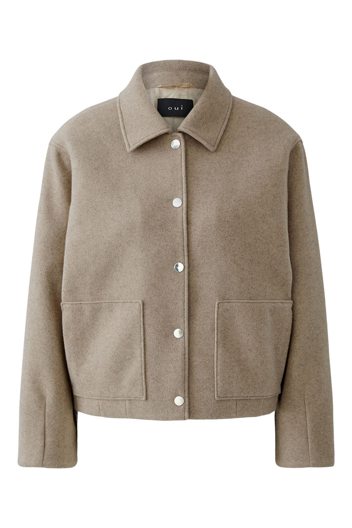 Oui Shirt Jacket 95695 Taupe 8139 - Olivia Grace Fashion