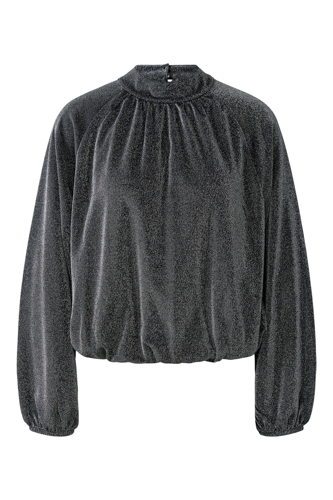 Oui Silver Black High Neck Blouse 99981 0969, front view
