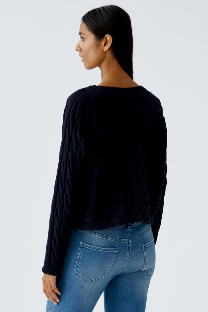 Oui Sirah Jumper 94609 Dark Blue Twist Knit 5742 - Olivia Grace Fashion