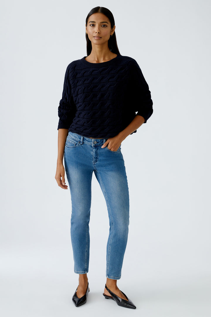 Oui Sirah Jumper 94609 Dark Blue Twist Knit 5742 - Olivia Grace Fashion