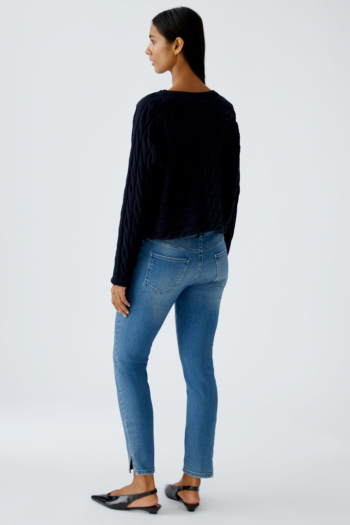 Oui Sirah Jumper 94609 Dark Blue Twist Knit 5742 - Olivia Grace Fashion