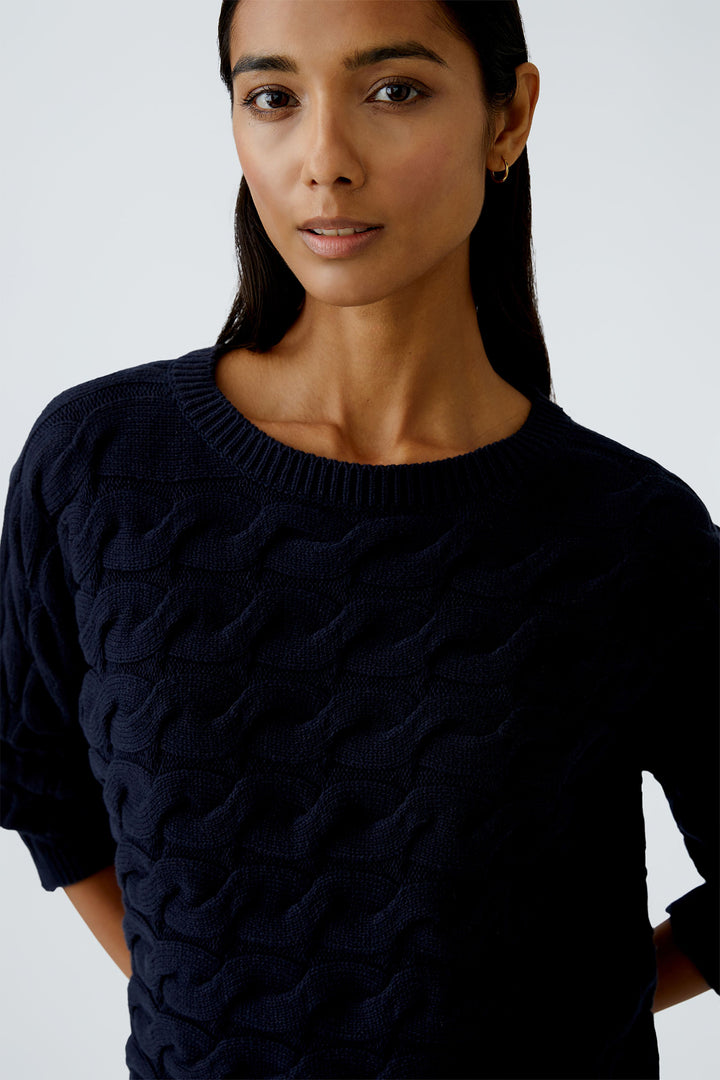 Oui Sirah Jumper 94609 Dark Blue Twist Knit 5742 - Olivia Grace Fashion