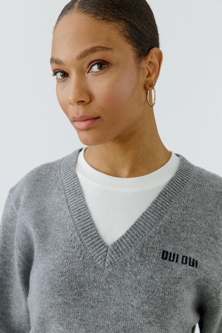 Oui Steel Grey 2-in-1 T-Shirt Jumper 98037