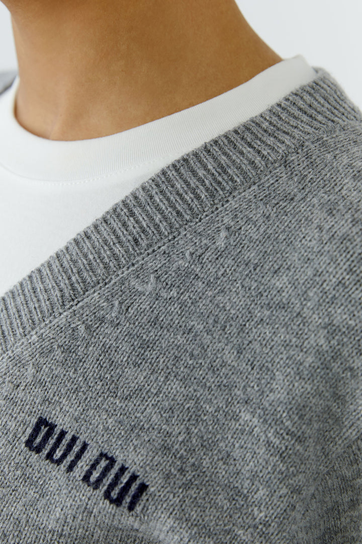 Oui Steel Grey 2-in-1 T-Shirt Jumper 98037