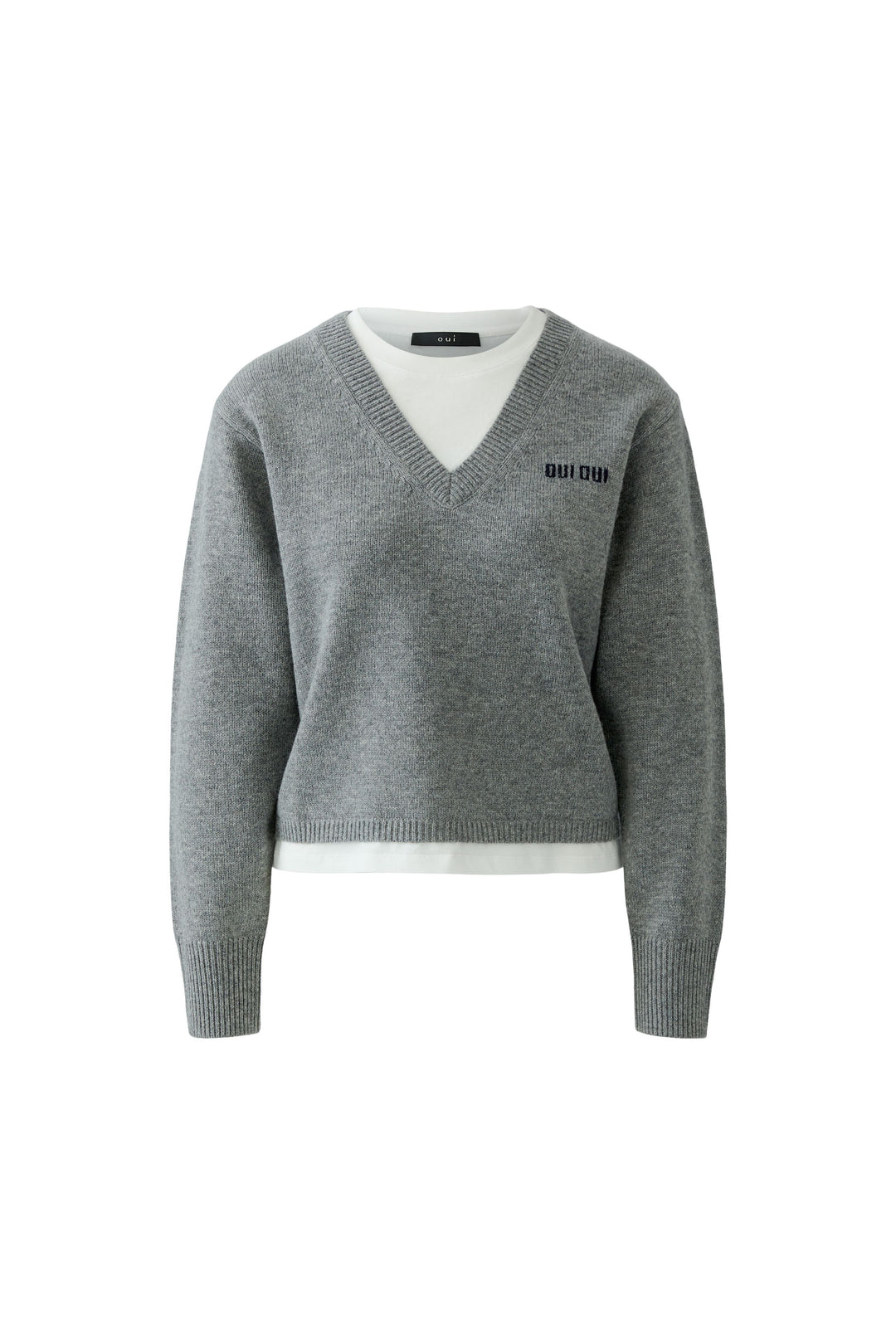 Oui Steel Grey 2-in-1 T-Shirt Jumper 98037