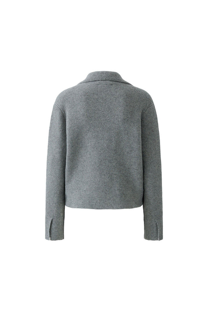 Oui Ribbed Knit Steel Grey Jacket at Olivia Grace Fashion