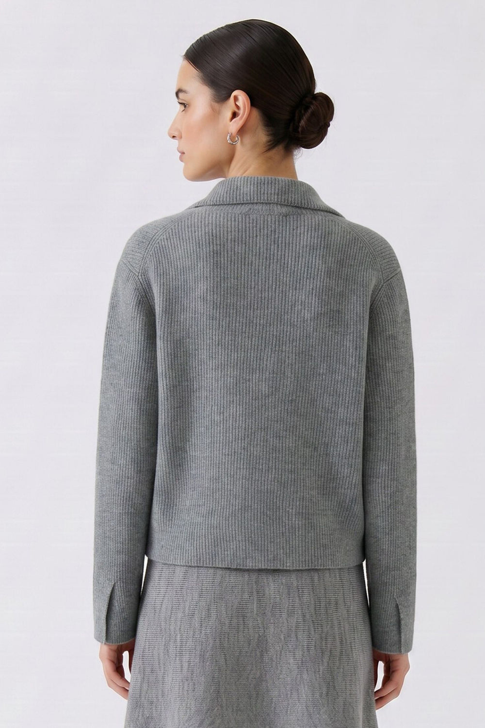 Oui Ribbed Knit Steel Grey Jacket at Olivia Grace Fashion