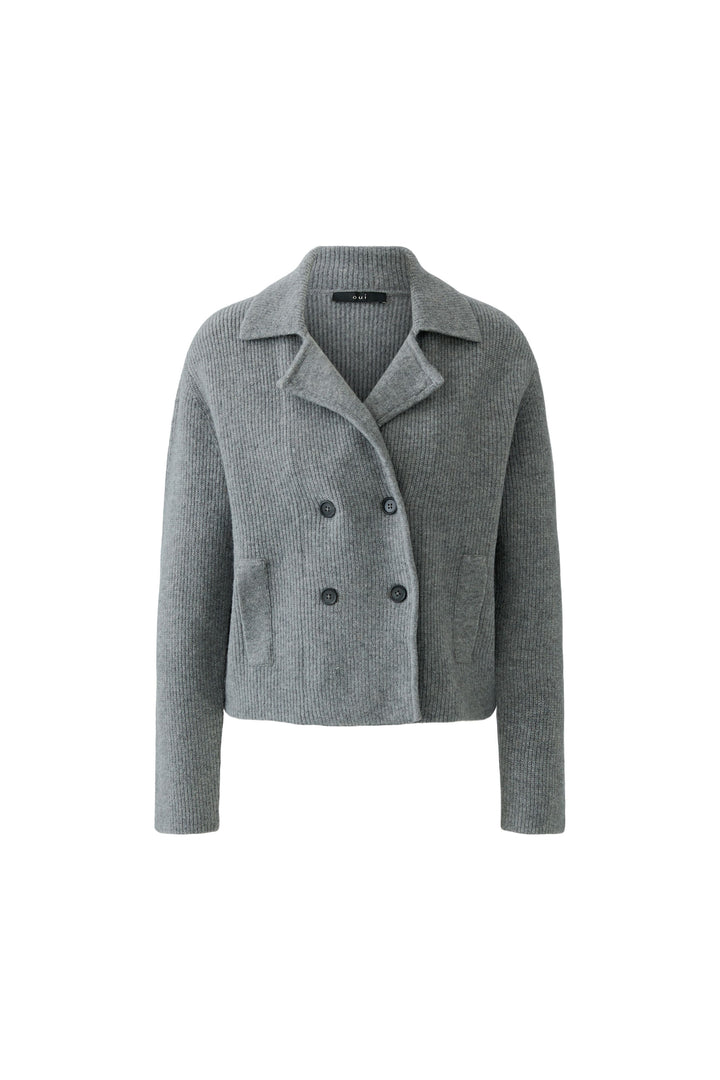 Oui Ribbed Knit Steel Grey Jacket at Olivia Grace Fashion