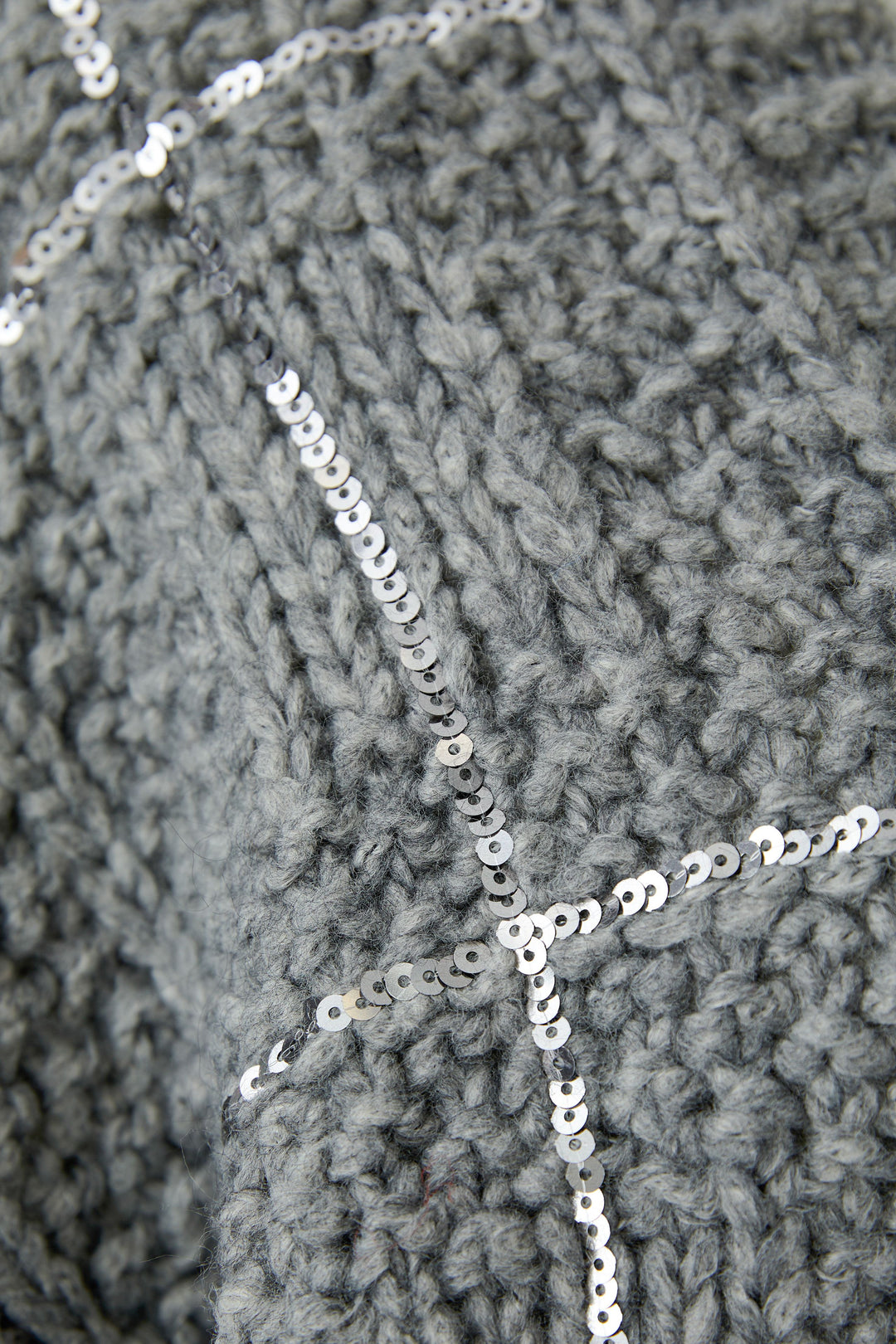 Oui Chunky Knit Steel Grey Sequin Cardigan at Olivia Grace Fashion