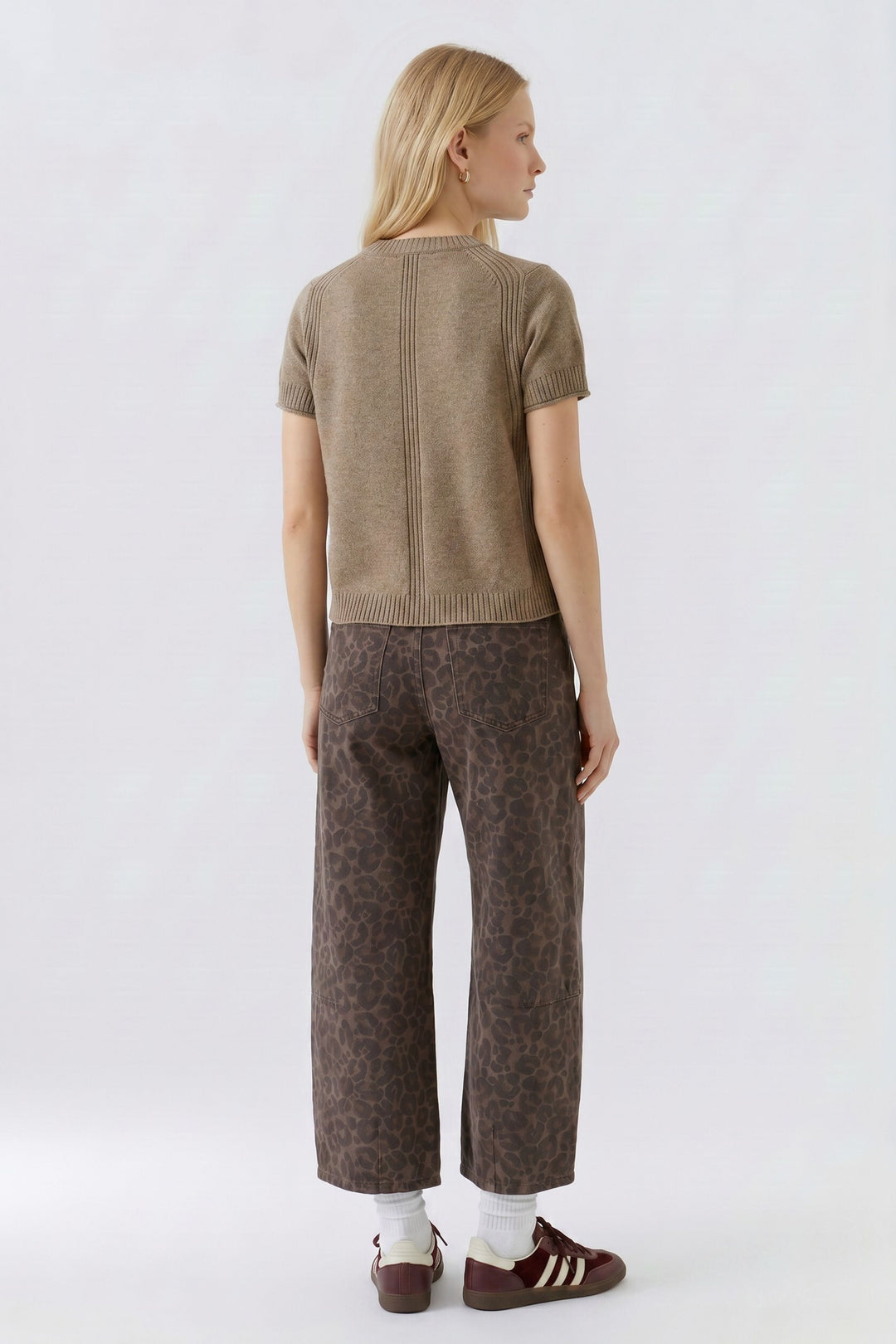 Oui Taupe Melange Short Sleeve Jumper 98007 at Olivia Grace Fashion