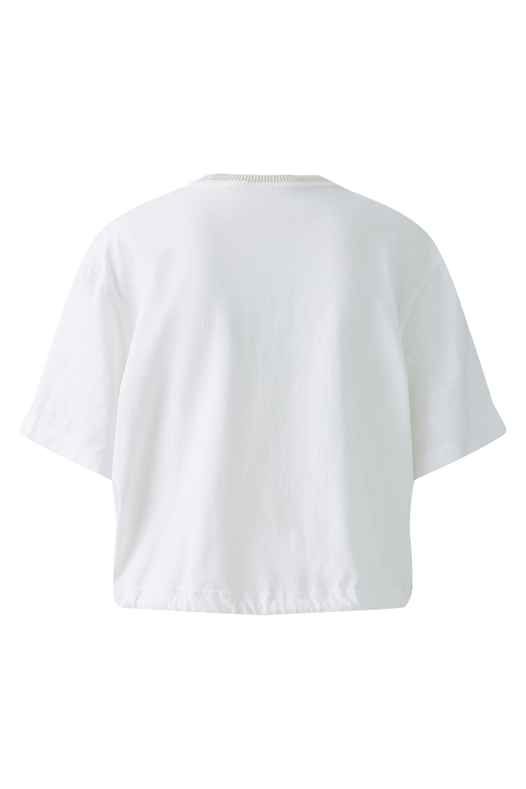 Oui Top Drawstring Waist Frayed Seam Optic White 92936 1002 - Olivia Grace Fashion