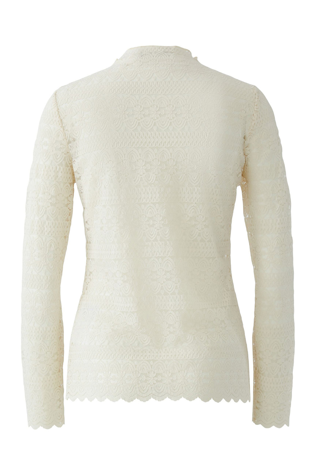 Oui Whitecap Grey White Lace Long Sleeve Top, back