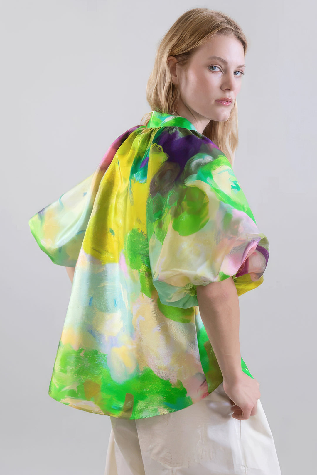 Psophia 211SHR2639 Green Abstract Floral Print Blouse