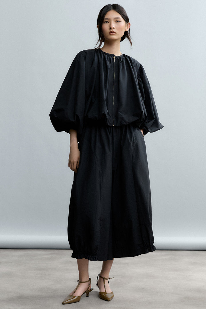 Psophia 212JKT2642 Black Zip Front Bishop Sleeve Jacket