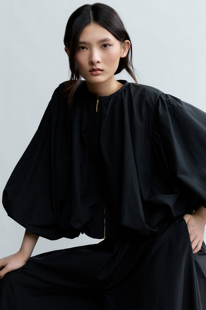 Psophia 212JKT2642 Black Zip Front Bishop Sleeve Jacket