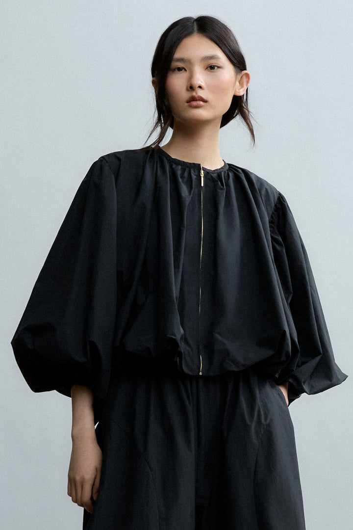 Psophia 212JKT2642 Black Zip Front Bishop Sleeve Jacket