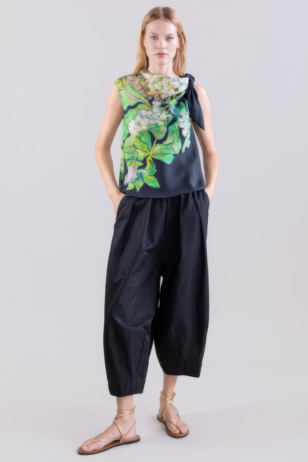 Psophia 224TOP2697 Black Print Silk Top